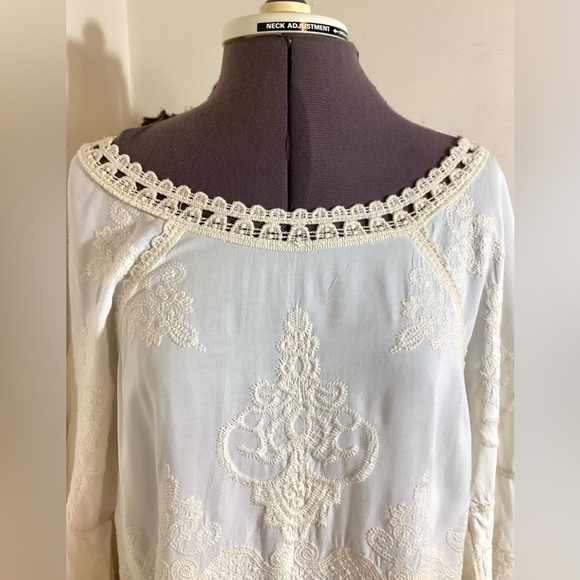 Democracy Ivory Peasant Blouse - Boho Festival 70s Style - Picture 7 of 16